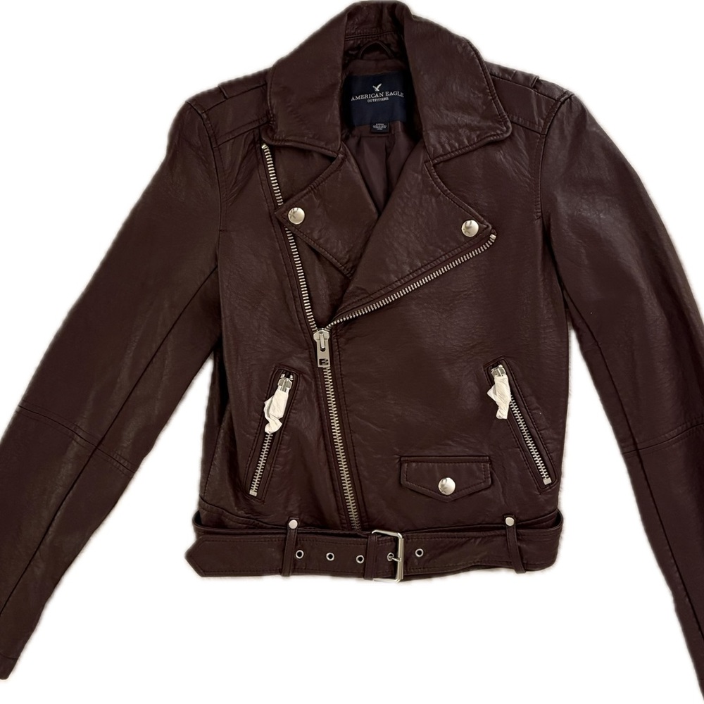 💥MOVING SALE💥American Eagle Outfitters Maroon Faux-Leather Jacket NWOT